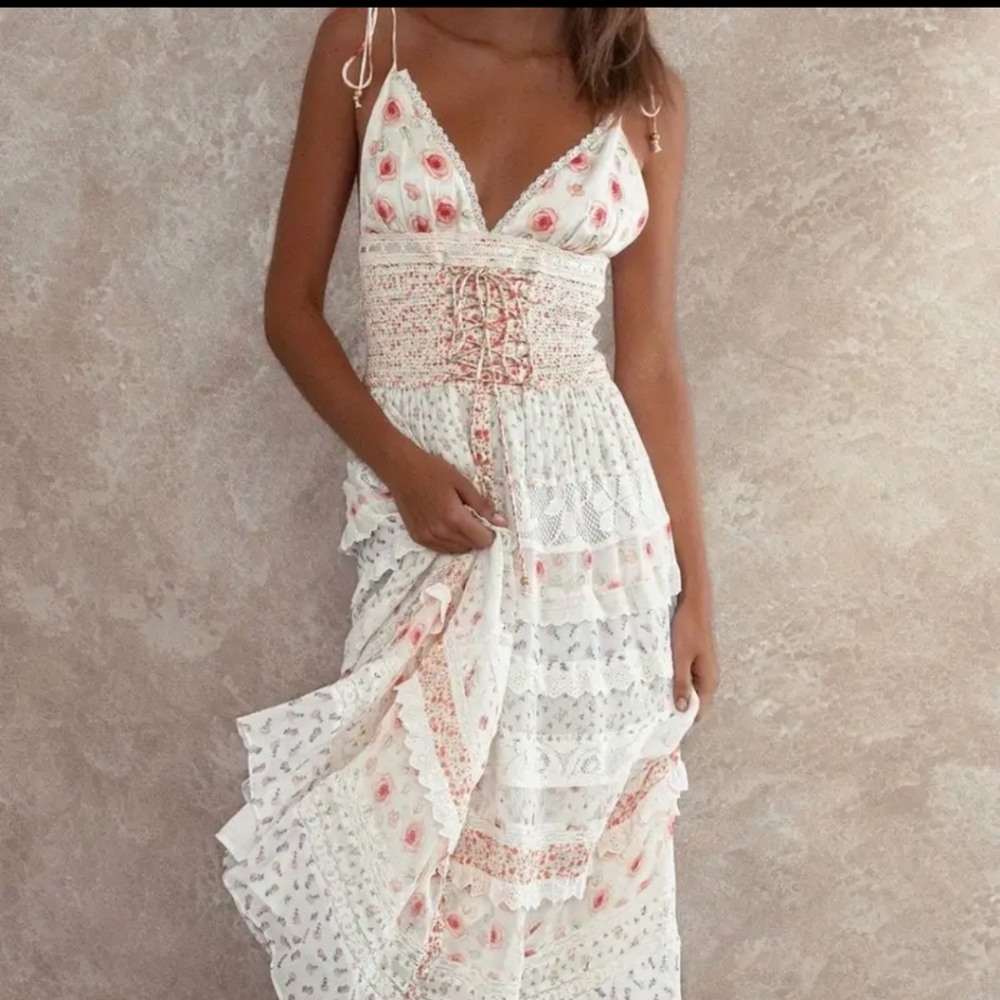 Floral White Midi Cami Dress